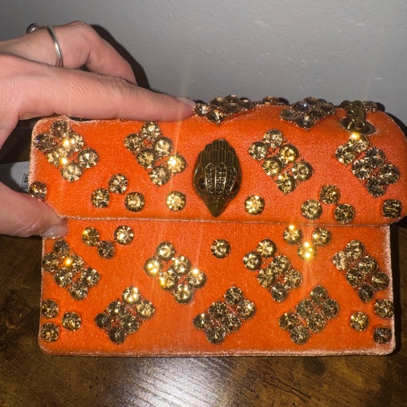 🧡🧡🧡 Kurt Geiger Orange Jewel-Embellished Shoulder Bag - Picture 5 of 5